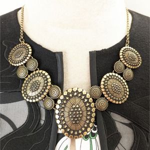 Concho Style Bib Necklace Southwest Western Statement Jewelry